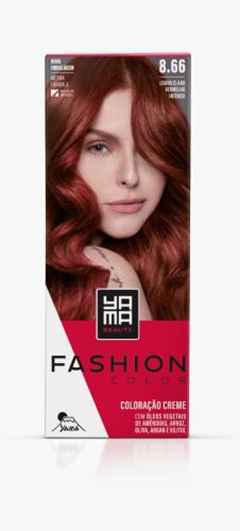 Tinta Yama Fashion Kitcolor 8.66 Louro Claro Vermelho Intenso