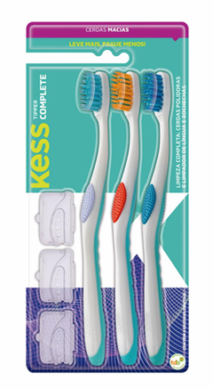 Kit Escova De Dentes Kess Complete Tipper Macia Com 3 Unidades Belliz