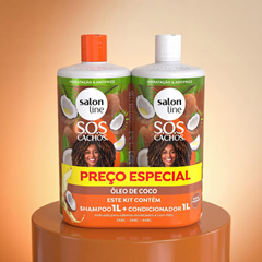 Kit Salon Line Sos Cachos (Shampoo+Condicionador) Óleo De Coco 1 Litro