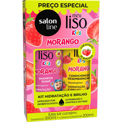 Kit Salon Line Meu Liso (Shampoo+Condicionador) Morango Kids 200ml/300ml