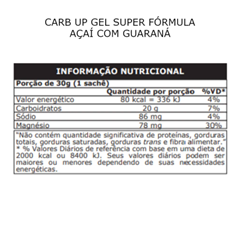 Energetico Em Gel Probiotica Supley  Carb Up Super Formula Açai Com Guaraná 10x30g