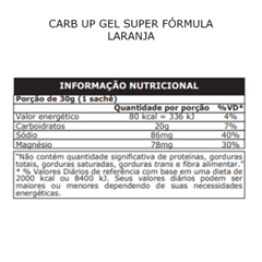 Energetico Em Gel Probiotica Supley  Carb Up Super Formula Laranja 10x30g