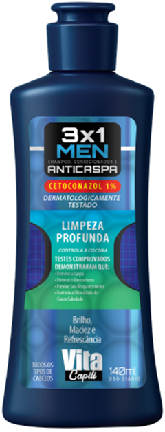 Shampoo Anticaspa 3x1 Vita Capili Limpeza Profunda 140ml Muriel