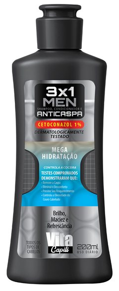 Shampoo Anticaspa 3x1 Vita Capili Mega Hidratacao 200ml Muriel
