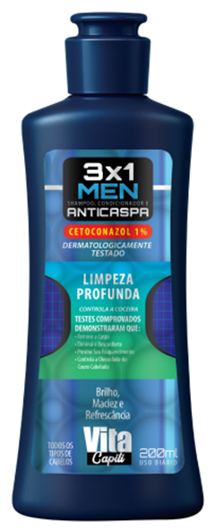 Shampoo Anticaspa 3x1 Vita Capili Limpeza Profunda 200ml Muriel