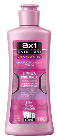 Shampoo Anticaspa 3x1 Vita Capili Feminino Limpeza Profunda 200ml Muriel