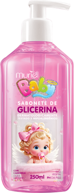 Sabonete Liquido Glicerinado Baby Muriel Rosa Com Valvula 250ml