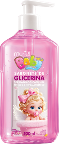 Sabonete Liquido Glicerinado Baby Muriel Rosa Com Valvula 500ml