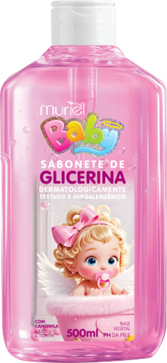 Sabonete Liquido Glicerinado Baby Muriel Rosa Sem Valvula 500ml