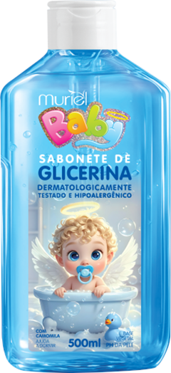 Sabonete Liquido Glicerinado Baby Muriel Azul Sem Valvula 500ml