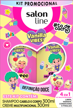 Kit Salon Line To De Cacho Kids (Shampoo + Crene Multifuncional) Vanilla Vibes 300ml