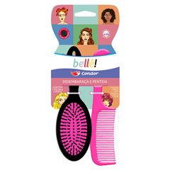 Escova+Pente De Cabelo Condor Ovol Pac Belle 9729