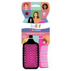 Escova+Pente De Cabelo Condor Raq Pack Belle 9730