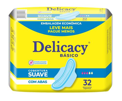 Absorventes Delicacy Básico Suave Econômico C/Abas C/32