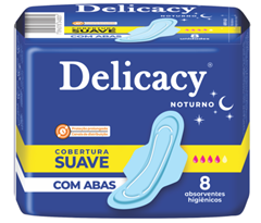 Absorventes Delicacy Noturno Suave Gel C/Abas C/8