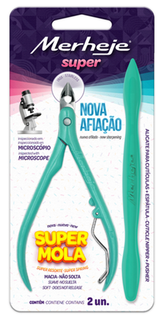 Conjunto Merheje Super Alicate Cutículas+Espátula Verde