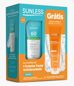 Kit Protetor Antioleosidade Fps60 40g+Gel Limpeza60g Sunless Farmax