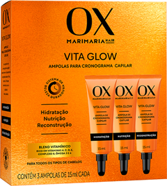 Ampola Ox Mari Maria Vita Glow 3 Unidades 15ml Flora Capilar
