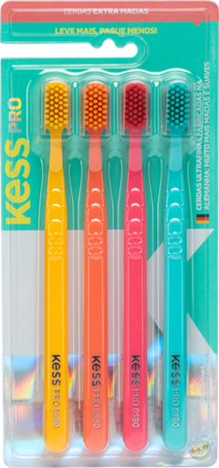 Escovas Dentais Kess Pro Extra Macias  Whitelicious Pack C/4 Belliz