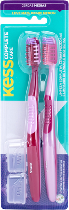 Escovas Dentais Kess Care Média Rosa Pack C/2 Belliz